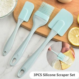 3PCS/Set Non-Stick Silicone Cream Scraper DIY Cake Spatula Cream Scraping Sauce Brush Baking Tool Set