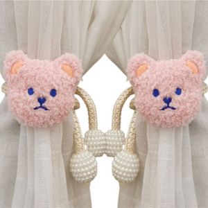 REGISTR 2Pcs Ins Cartoon Bear Curtain Cute 3D Bear Curtain Tieback Multifunctional Bear-shaped Window Curtain Buckles Curtain Decor