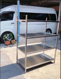 ชั้นวางของ ชั้นวางสแตนเลส สแตนเลสแผ่นทึบแข็งแรง ขนาด 100 120 150cm. ชั้นวาง ชั้นสแตนเลส ชั้นวางเตาอบ ชั้นวางไมโครเวฟ ชั้นวางในครัว ที่วางของ