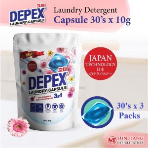 [Bundle of 3] DEPEX 3 in 1 Laundry Pods Liquid Capsule Detergent 30s - Stain Remover / Fabric Softener / 立白3合1