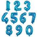 (Warna BIRU) 1 Pcs Balon huruf/balon nama/balon angka/balon ulang tahun/balon foil ukuran 40 cm. 