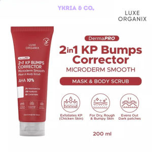 Luxe Organix DermaPRO 2in1 KP Bumps Corrector Microderm Smooth Mask + Scrub Exfoliant 200ml with 10% AHA & 2% Niacinamide for Dry Rough Skin - Charcoal Body Care