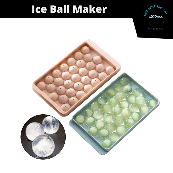 Ice Cube Maker Plastic Tray Round Ball Shape 33 Grids Food Grade Sphere ...