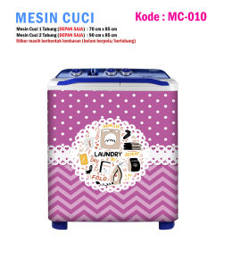 Stiker Mesin Cuci 1 Tabung atau 2 Tabung Motif Polkadot Garis