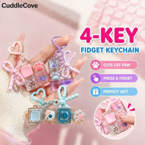 CuddleCove Keyboard Fidget Toy Keychain Mechanical Clicker Cat Paw Keycap DIY Stress Relief Bag Pendant