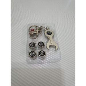 4PCS Car Logo Tire Valve Caps with Keychain and Wrench Automotive Tire Accessories