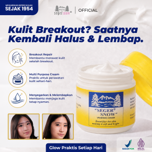 Seger Snow Vanishing Cream Halal BPOM 35gr Krim Pelembab Wajah Soft and Bright
