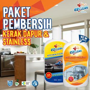 EZCLEAN STAINLESS CLEANER + KITCHEN CLEANER double EZ Clean Pembersih Stainless Chrome Kran Wastafel  + PEMBERSIH KERAK DAPUR