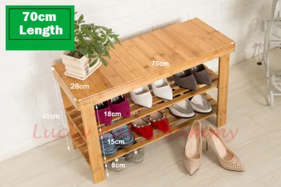 Bamboo Shoe Rack Bench/Convenient Seat Wearing Taking off Shoes Strong Durable Organizer