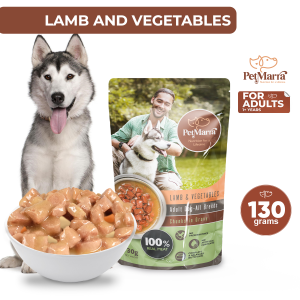 PetMarra Adult Dog Wet Food Pouch Chunks in Gravy Lamb and Vegetables 130g - PetMate