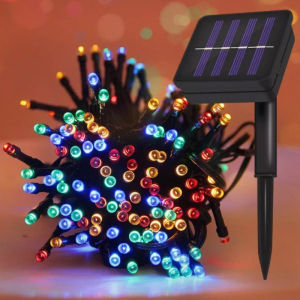 10 Meter - 100L LED Solar Powered Waterproof Black Line Wire Christmas Lights