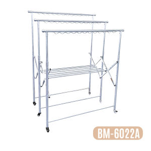 New Foldable Drying Cloth Rack Penyidai Baju Boleh Lipat Beroda Stainless Steel Heavy Duty Balcony Hanger Rak Sidai Baju