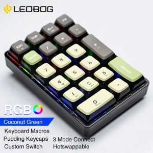 LEOBOG K21 Numpad Keyboard Wireless Mechanical 21 Key RGB 3 BT/2.4GHz/Type C Wired Hot Swappable Transparent Keyboard