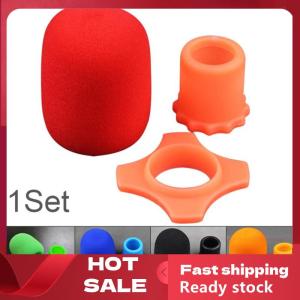 🚚【Local Express Delivery】🚚 Microphone Anti-Roll Anti Skid Case with Microphone Sponge Cover Set Mic Protection Silicone Ring Bottom Rod Sleeve Holder