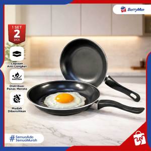 Maspion Teflon Frypan Set Hitam 2in1 18cm dan 23cm Wajan Penggorengan Anti Lengket