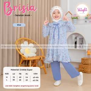 Setelan Baju Anak Perempuan Floral Plus Size - Kain Crinkle Super untuk Usia 4-10 Tahun