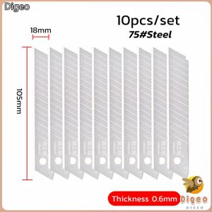 Digeo 10Pcs 75# SK5 Steel Cutter Blade Set 18*105mm With Portable Box