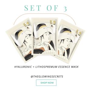 Theglowingsecrets Made in Japan Hyaluronic Acid and Lithospermum Facial Essence Mask Face-pack Set of 3