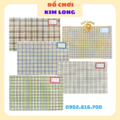 SET 10 tờ bao tập vở hình CARO tiện lợi 2 trong 1 (sẵn giấy kiếng) in hình sọc caro cho bé đi học
