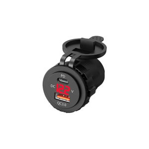 WUPP Soket Pengisi Daya Mobil USB A dan USB C universal QC 3.0 PD Port W12V - 7RRSJTBK