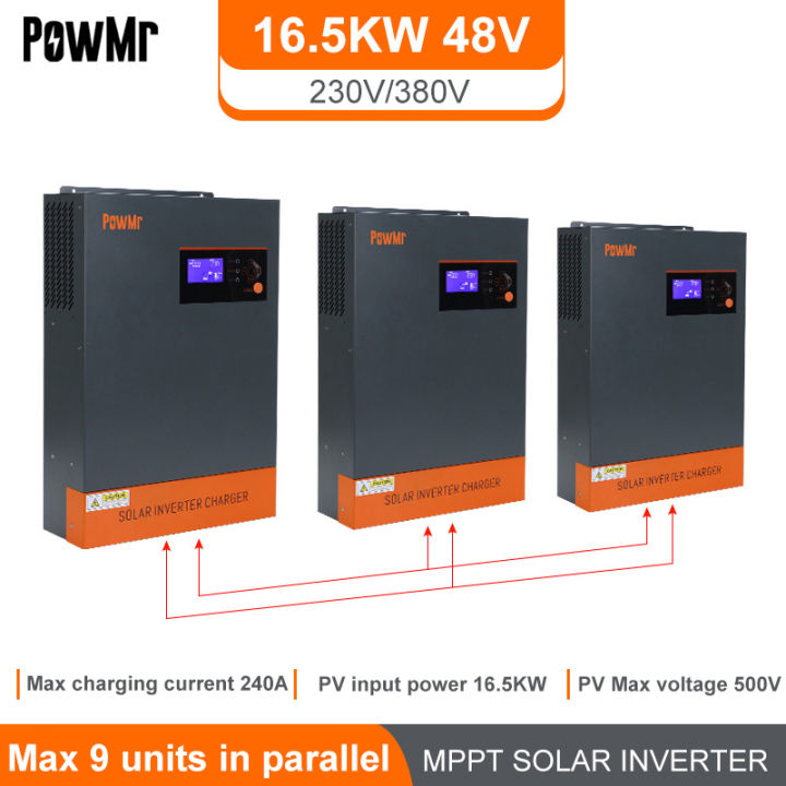 PowMr 5.5KW Hybrid Solar Inverter MPPT 100A 500Vdc PV Input 220VAC 48V ...