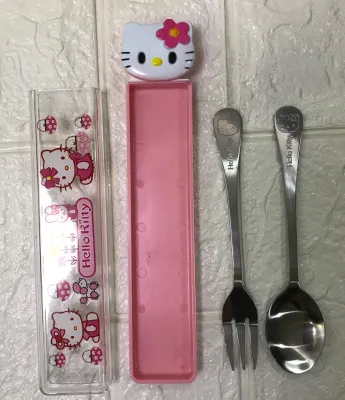 girl kids hello kitty spoon and fork