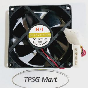Quạt case 8Cm dày 2.5Cm / Điện áp DC 12V đầu cắm ATA 4 Pin