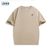 ZEKE A0028 Embroidered Logo T-shirt Men Short Sleeve Tops Lelaki Lengan Pendek Baju tshirt