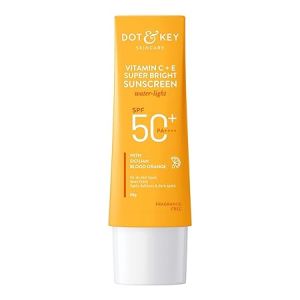 DOT & KEY Vitamin C + E Super Bright Sunscreen Spf 50 |Water-LightUVA/UVB & Blue Light Protection|For Even Toned & Glowing Skin|With Liquid Spf 50+++| No White Cast| For All Skin Types| 50GPack Of 1