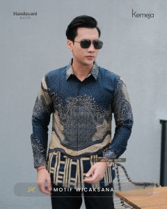 MOTIF WICAKSANA Baju Atasan Kemeja Batik Slimfit Pria Premium Modern Lengan Panjang Pendek Full Furing | HANDAYANI BATIK