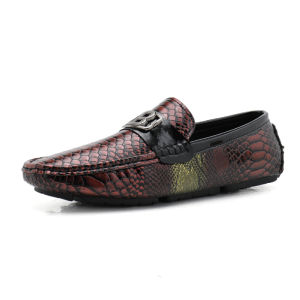 EsHi 2023 Men Leather Shoes Vintage Snake Print Loafer Shoes for Men Fashion Golden Mens Party Shoes Luxury Slip on Oxford Shoes Size 38-48