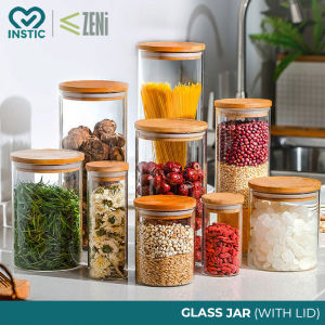 ZENi Glass Jar With Lid | Spice & Food Ingredient Jar Container For Kitchen Organization