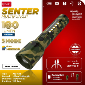 AOKI Senter 7 Mode Cahaya Magnetik Super Terang Portabel Pencahayaan Aktivitas Malam AK L025