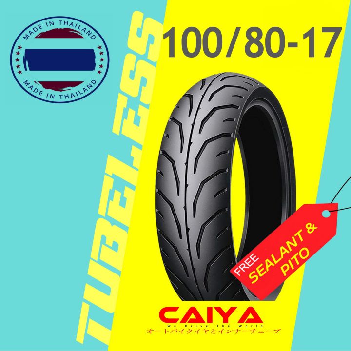Caiya Tubeless Tire 100/80-17 w/Sealant and Pito | Lazada PH