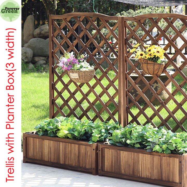 *TRELLIS WITH PLANTER BOX* Wooden Mesh Plant Trellis Rack Grid Diamond ...