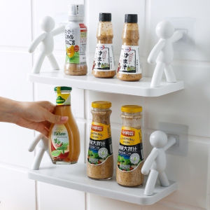 1/2pcs Wall Hanging Bathroom Human Hook Rack Floating Wall Ledge Plastic Organizer Shelf COD
