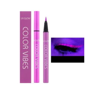 YOYO CHARMING เรืองแสงในที่มืด อายไลเนอร์เรืองแสง UV สีม่วงสีเหลือง ไม่เป็นรอยเปื้อน ดินสออายไลเนอร์สีสันสดใส ปากกาวาดใบหน้าและตา สีศิลปะบนร่างกาย ปากกาเจลอายไลเนอร์ ฮาโลวีน