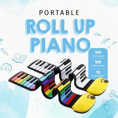 Piano Lipat Fleksibel Portable 49 Key Hand-Roll Up Piano PN49S