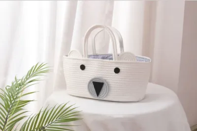 Baby Diaper Bag Baby Diaper Caddy Organizer Bag Nursery Storage Basket Portable Holder Bag Baby Shower Portable Storage Bag Nursery Storage Bin Car Storage Basket for Wipes Toys Tote Bag