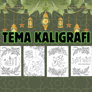 kertas gambar mewarnai anak A4 (KALIGRAFI ISLAM)