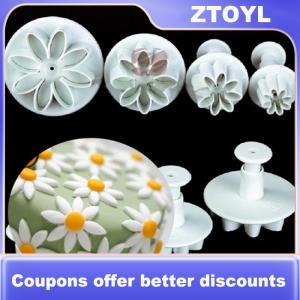 【ZTOYL】 4X Cake Fondant Sugarcraft Decor Cookie Mould Mold Plunger Daisy Flower Cutter