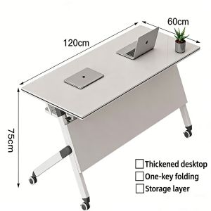 Happihaus Folding Table Movable Study Desk 120CM With Wheels Office Meeting Table Computer Desk