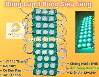 Lúp 3 Bóng Lòi Led Rọi Mắt Trâu 3 Bóng điện áp DC12V siêu sáng 3W