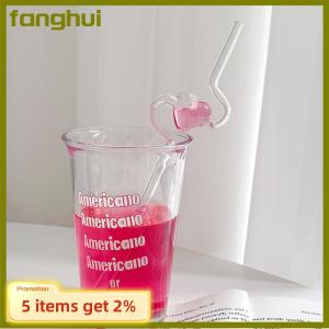 fanghui Love-shaped Heat-resistant Glass Straw High-value Girl Heart Glass Tube Juice Drink Household Transparent Straw Reusable