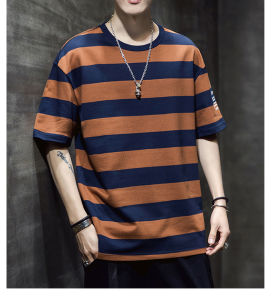 Jamle 🎆เสื้อยืดแฟชั่นผู้ชาย สไตล์เกาหลี ลายทางสลับสี👕 มีหลากหลายโทนสีให้เลือก🌈 ดูดีมีระดับสุดๆ แมทช์ทุการแต่งตัว 🕴