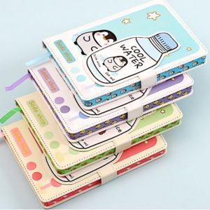 GONUUWGL ลายการ์ตูนน่ารัก สมุดบันทึกแม่เหล็ก B6 แมคคารอนสี 224 หน้า สมุดบันทึกหนัง PU แฟชั่น ฝาครอบกันน้ำ สมุดบันทึกนักเรียน จดบันทึก