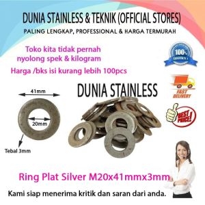 Ring Plat M20 Silver 20mm x 41mm x 3mm  /100pcs