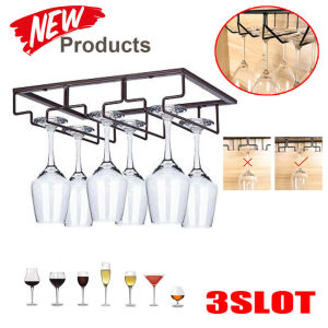 3Slot- Metal Wine Glass Organizer Glasses Storage Hanger for Bar Kitchen