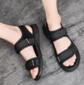 Fashion men and women sandals for  two straps Korean Style summer breathable beach sandal black rubber shoes size 36-45. 