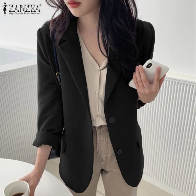 Women's Blazer Suit Office Business Coat Lady Long Sleeve Formal Jacket  Outwear